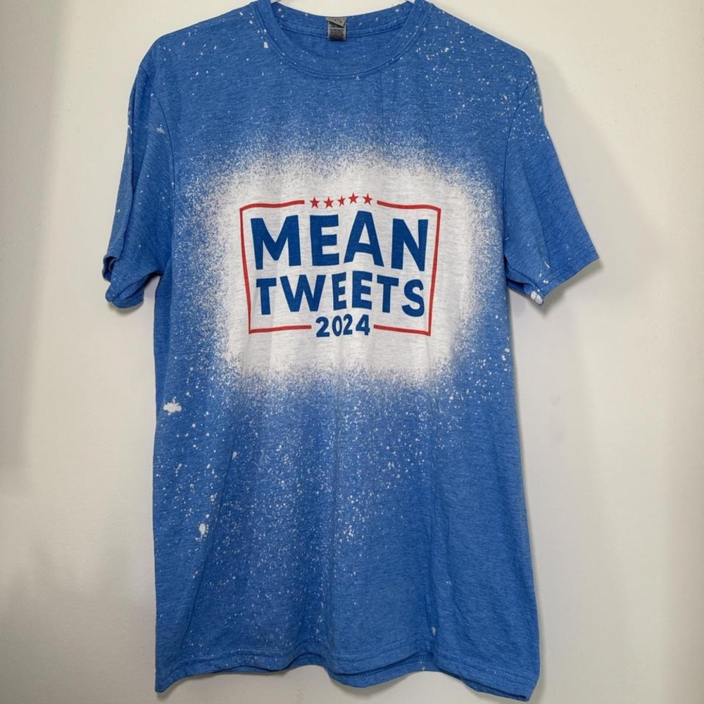 Gildan Blue and white‎ Handmade "Mean Tweets" t-shirt Large